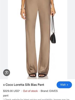 EAVES Coco Loretta Wide-Leg Silk Pants in Taupe